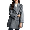 thumbnail image 2 of Coats for Women Stand Collar Solid Casual Thicken Wool Inner Lining Pocket Breasted Pea Coat,Womens Coats Plus Size Blue XXL, 2 of 6