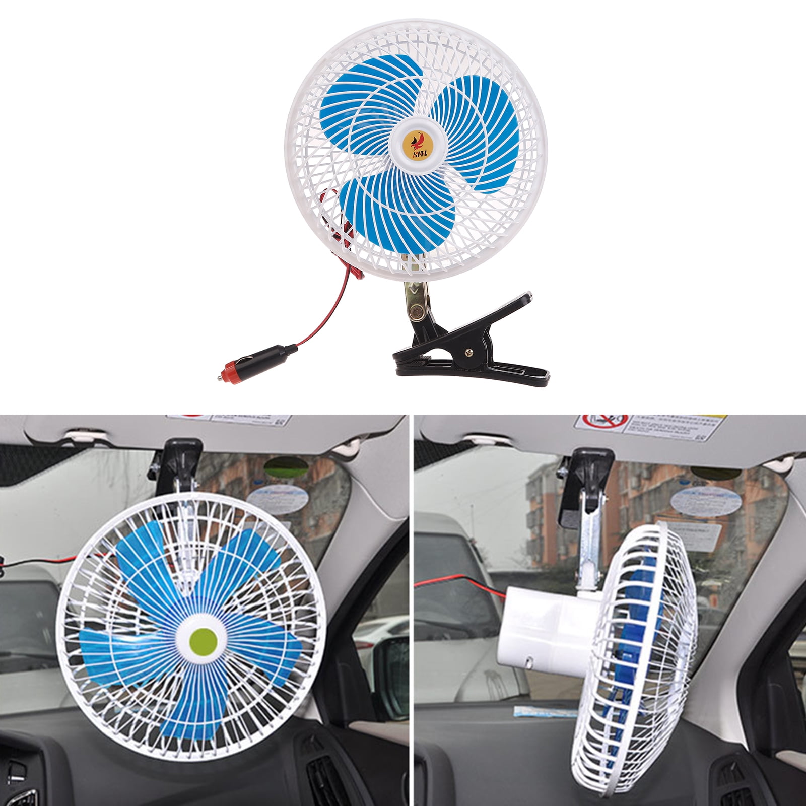 Portable Car Fan for Front Rear Seat, 24V 12V Electric Cooling Gadgets with Clip and Plug, Air Cooler