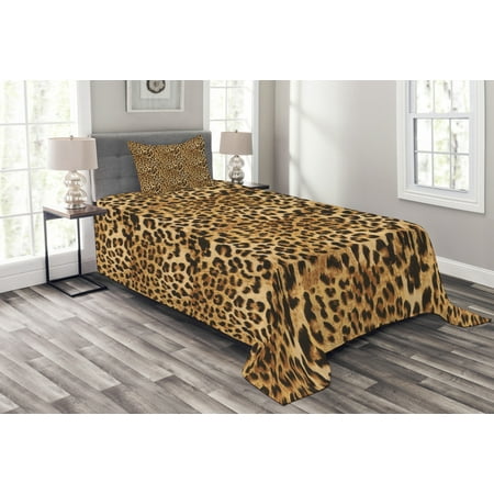 Brown Bedspread Set Leopard Print Animal Skin Digital