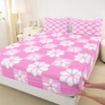 thumbnail image 3 of Manfei Cute Cartoon Flowers Twin Sheet Sets,Lovely Floral Blossom Twin Fitted Sheet,White Pink Flat Sheet For Kids,Microfiber Bedroom Decor,3 Pieces, 3 of 7