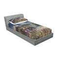 thumbnail image 3 of Ambesonne Scenery Fitted Sheet & Pillow Sham Set, Night View Hong Kong, Full, Navy White, 3 of 3