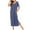 Blue, variant on Women Nightgown Short Sleeve Soft Nightshirt Full Length Dress Sleepwear