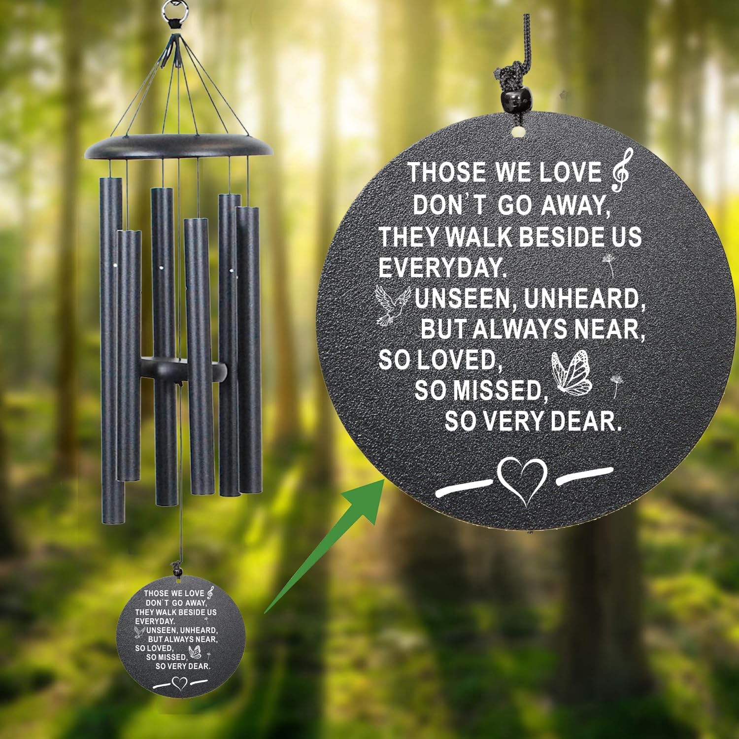 Sympathy Wind Chimes, 40" Memorial Wind Chimes for Loss of Loved One, Sympathy Memorial Bereavement Gift,in Memory of Loved One Loss of Mother Father，Home Decor Garden Patio Outdoor