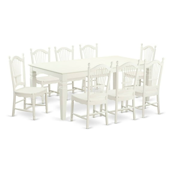 East West Furniture Logan 9 Piece Sheaf Dining Table Set