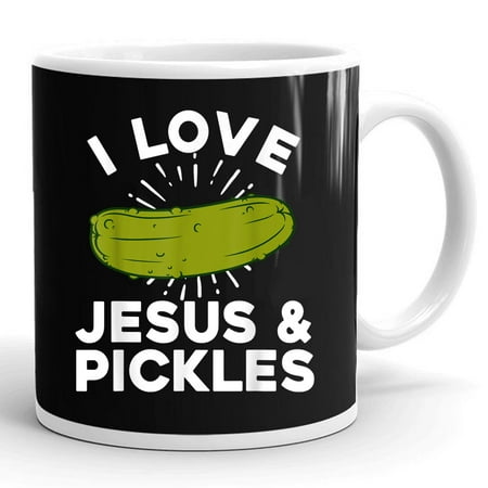 

Cute I Love Jesus And Pickles God Christian Christ Lover Gift Ceramic Mug 11oz (White;11oz)
