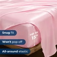 thumbnail image 3 of Seasonwood Satin Sheet Set, Queen, Silky Bed Sheets, 4 Pieces,Pink, 3 of 7