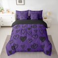 thumbnail image 2 of Feelyou Mystic Purple Love Heart Twin Bedding Sets 7-Piece, Romantic Valentines Day Bedding Comforter Set, Teens Boys Girls Adult Reversible Sheet Sets, Super Cozy Room Decor, 2 of 7
