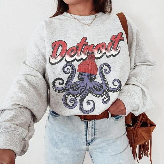Detroit Sweatshirt, Red Wings Hockey Crewneck Sweat, Ice Hockey Shirt