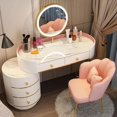 thumbnail image 3 of Lighting Drawer Dressing Table Luxury Nordic Bedroom Vanity Woman Makeup Dressing Table Tocador Maquillaje Household Products My Lux Decor Round, 3 of 38