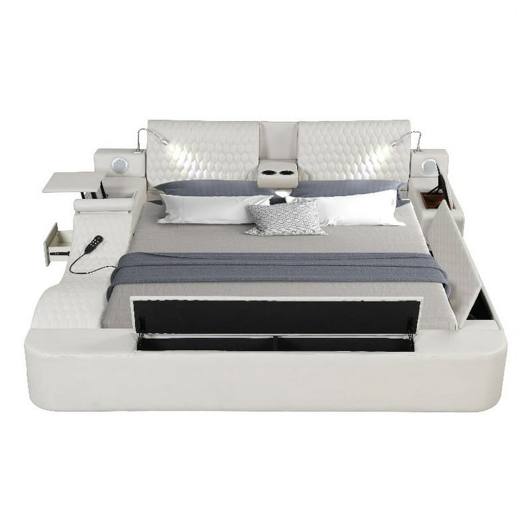 Zoya Smart Multifunctional Queen Size Bed Made with Wood in