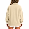 thumbnail image 6 of Textilo Oversized Sweatshirt for Women Henley Neck Half Button Pullover Top Long Sleeves Drop Shoulder Stand Collar Sweatshirts Loose Fit Casual Fall Winter 2026 Comfy Outfits,Beige XL, 6 of 6