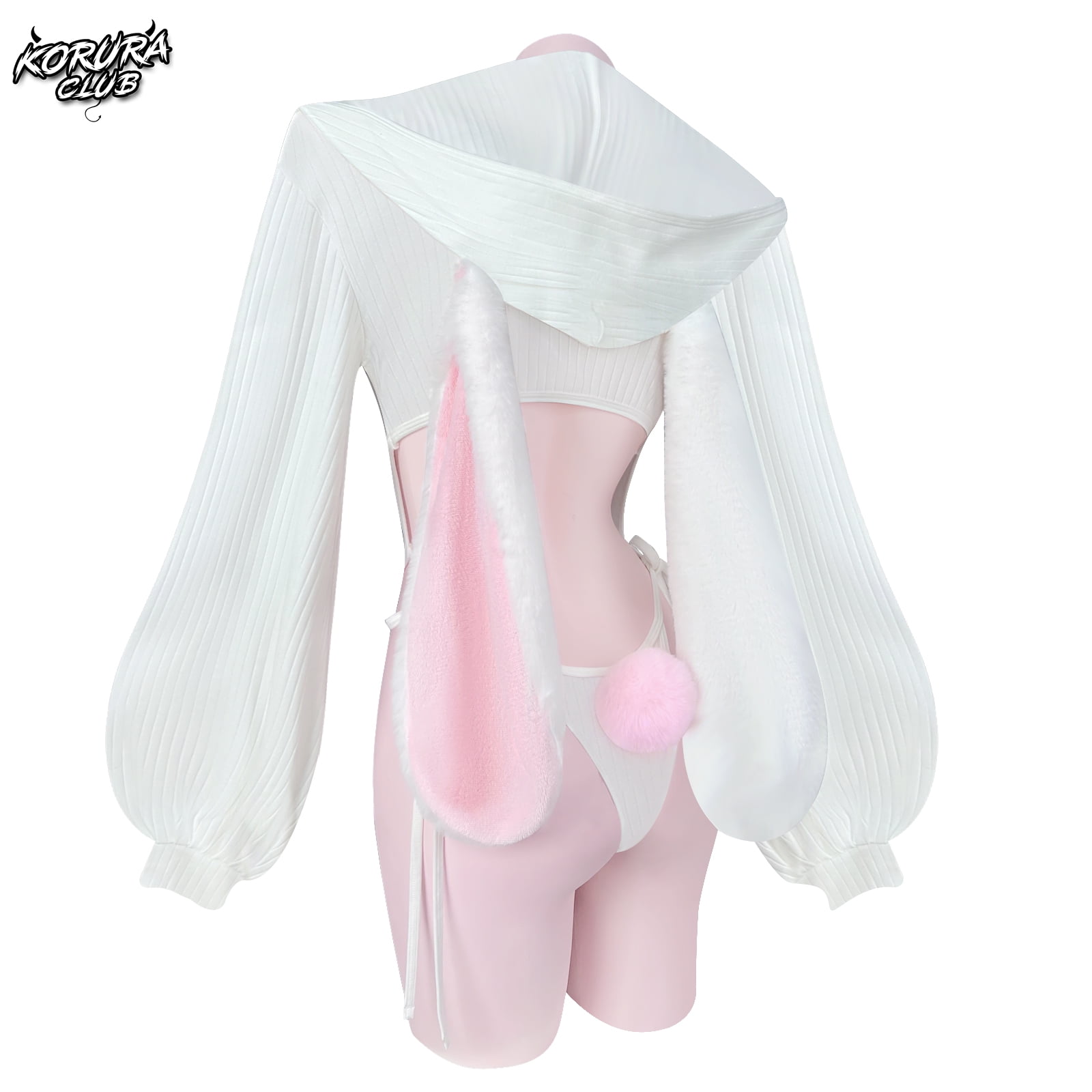 KORURACLUB White Bunny Girl Lingerie, Bunny Animal Costume, Bunny Girl Bodysuit