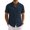 Navy, variant on Domzest Men's Short Sleeve Button Down Shirt Casual Textured Cuban Collar Shirts with Chest Pocket Army Green L