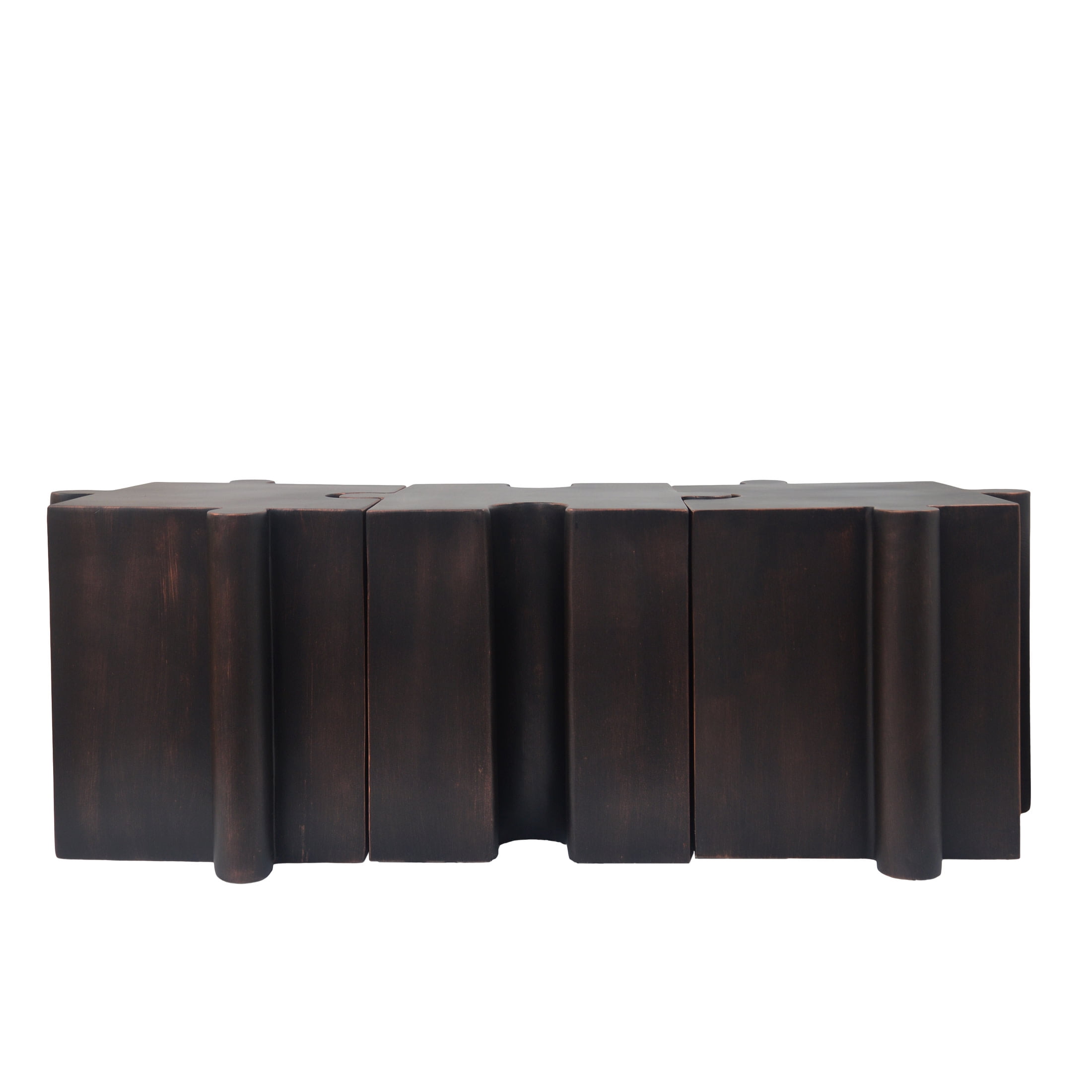 Christopher Knight Home 3-Piece Artistic Puzzle Table Set, 47" Modular Interlocking Design, Indoor Outdoor Use, Antique Copper