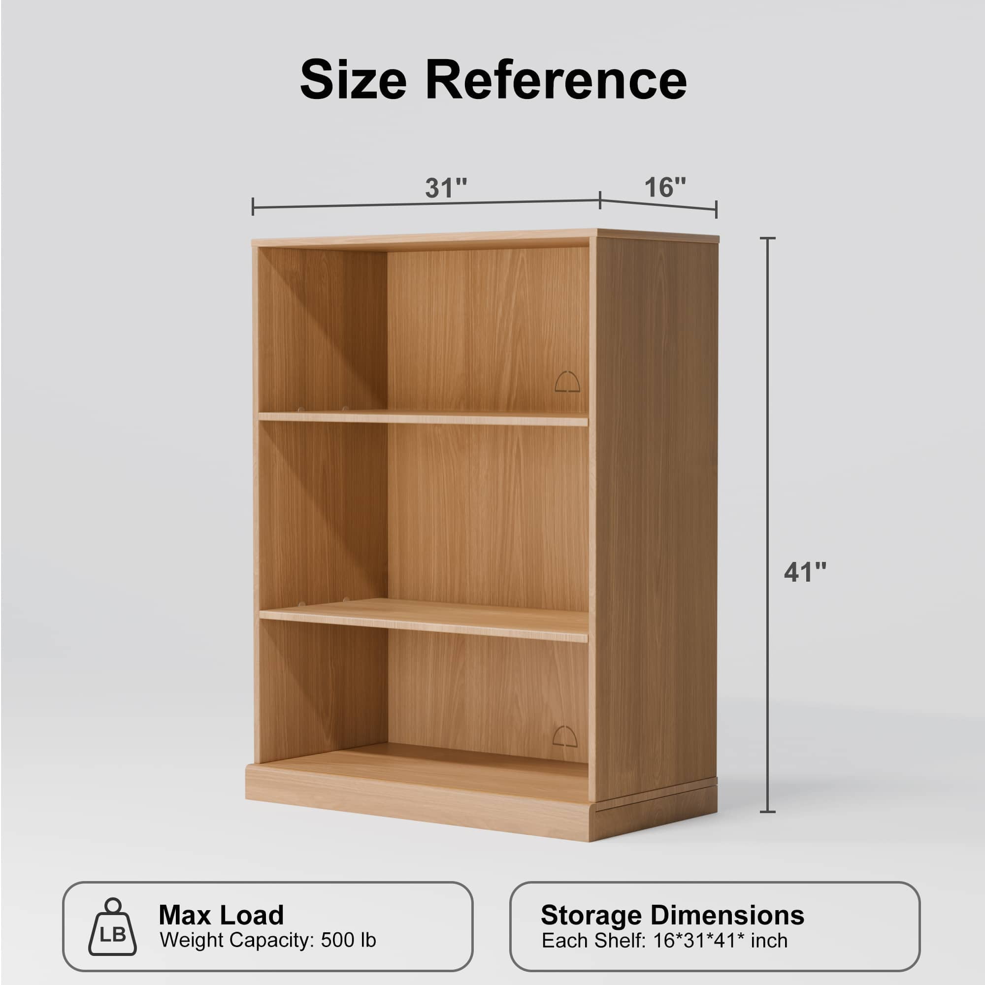 MAYEERTY 41"x31"x16" Doorless Wood Storage Cabinet Combination Cabinets for Living Room, Natural Wood