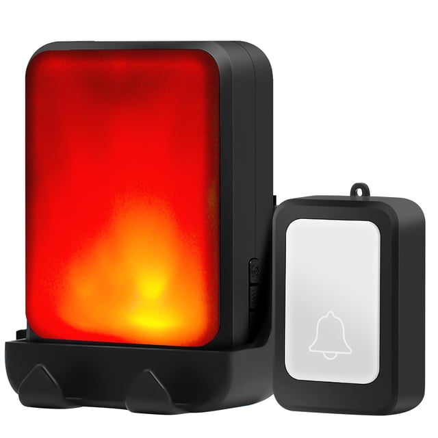 Timbre con flash fuerte con 7 colores de luz brillante y 4 volúmenes, timbres inalámbricos de 600 pies, en casa/oficina, adecuado para personas mayores, personas con discapacidad auditiva (negro)