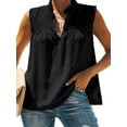 thumbnail image 3 of Luxtrada Sleeveless Women Tops Dressy Casual Smocked Flowy Button Up Tanks T-Shirt Shirts Turtleneck Solid Color Ruffle Plus Size Tunics Top for Women Summer Blouse (Black,S), 3 of 7