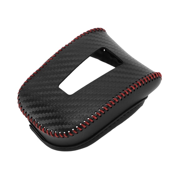 Unique Bargains 1 Pc Gear Shift Knob Cover for Mitsubishi Outlander 22-23 Anti-Slip Faux Leather Black Carbon Fiber Red Stick Shifting Handle Protector