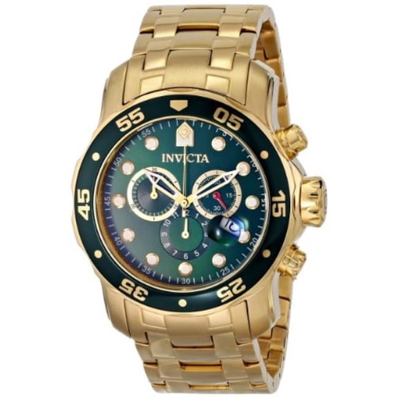 IN00 Mens Swiss Pro Diver Large Heavy Gold Tone Stainless Steel Watch