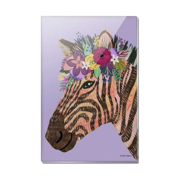 Zebra Flower Floral Hair Rectangle Acrylic Fridge Refrigerator Magnet