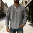 thumbnail image 6 of Men's Corduroy Sweatshirts Casual Long Sleeve Henley Shirts Lightweight Button Up Ribbed Pullover Tops, 6 of 6