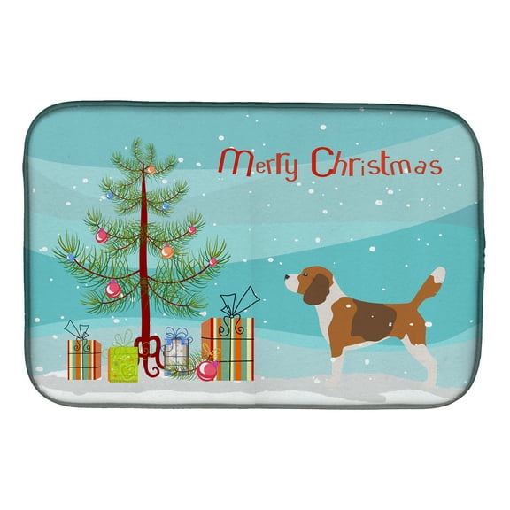 Beagle Merry Christmas Tree Dish Drying Mat