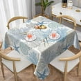 thumbnail image 2 of Summer Coastal Tablecloth 60x60 Inch Square Waterproof Rustic Blue Ocean Coral Starfish Seashell Print Table Cloths Fabric Farmhouse Beach Table Cover Decorative for Picnic Party Holiday Home, 2 of 6