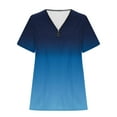 thumbnail image 2 of Scyoekwg Womens Tops Short Sleeve Ladies Tops Gradient Color Graphic Tee V-Neck Zipper Tunic Shirts Casual Comfy Summer Loose Blouses (Light Blue,XL), 2 of 5