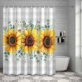 thumbnail image 3 of Shower Curtain Sunflower Bathroom Curtains with Hooks, Waterproof Fabric Eucalyptus Leaf Grey Buffalo Plaid Bath Shower Curtains Set for Bathroom Bathtubs Decor 36x72 Inch, 3 of 9