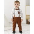 thumbnail image 4 of Toddler Boys Gentleman Outfits Suits Baby Formal Party Clothes Set+ Suspender Pants Bow Tie 12 Months-5T, 4 of 15