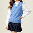 thumbnail image 6 of XRoczxe Kids V‑Neck Knit Vest, Unisex Boys Girls Solid‑Color Sleeveless Sweater Vest, Preppy School Casual Layering Tank Top, 6 of 7