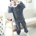 thumbnail image 4 of Babcutegg Kid Girls and Boys Pajamas Sets Warm Flannel Comfortable and Warm Fleece Lined Fall and Winter Homewear for Kids Gray Size 2-3, 4 of 5
