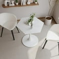 thumbnail image 2 of Table à Manger Ronde Moderne avec Plateau en Marbre Blanc Imprimé, Base en Métal, Table d'Appoint (Marbre Blanc + Hexagonal), 2 of 8