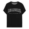 thumbnail image 2 of Camiseta informal de manga corta con estampado de letras para hombre, cuello redondo, poliéster y spandex, estilo informal, fácil de combinar con vaqueros y pantalones cortos, 2 of 6