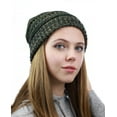 thumbnail image 2 of NYfashion101 Exclusive Unisex Two Tone Warm Cable Knit Thick Slouch Beanie Cap - 3 Tone Olive, 2 of 4