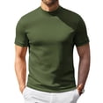 thumbnail image 2 of BRANROY Summer Tops for Men - Trendy True Classic Tees Men Style, Mens Shirts Short Sleeve Mock Turtleneck Stretchy Daily Pullover,Army Green,L, 2 of 7