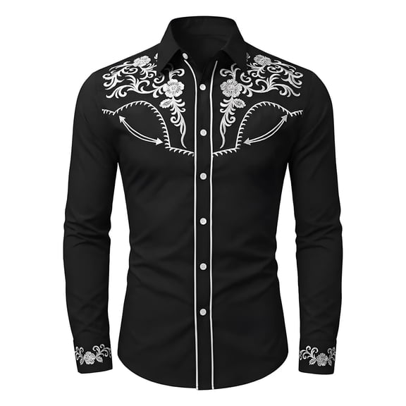 CONZONE Kids Boys Tops Long Sleeved Lapel Button Down Graphic Print Fashionable Tee Black Size 4-5 Years