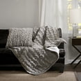 thumbnail image 3 of Ruched Fur Throw Grey 50x60", 3 of 4