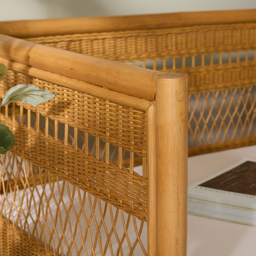 Safavieh Couture Shawnee Rattan and Wood Loveseat, Natural