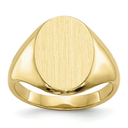 14k Yellow Gold 13.0x10.0mm Closed Back Signet Band Ring Size 4.50 Valentines Day