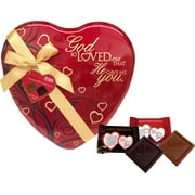 Scripture Candy, God So Loved Me, That He Gave Me You Large Red Heart Tin, w/ mix of 20 Milk & Dark Chocolate Pieces
