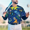 thumbnail image 4 of Fotbe Dinosaur In Space Baseball Jersey Shirt for Men and Women, Casual Short Sleeves Button Down T-Shirt-XX-Large, 4 of 9