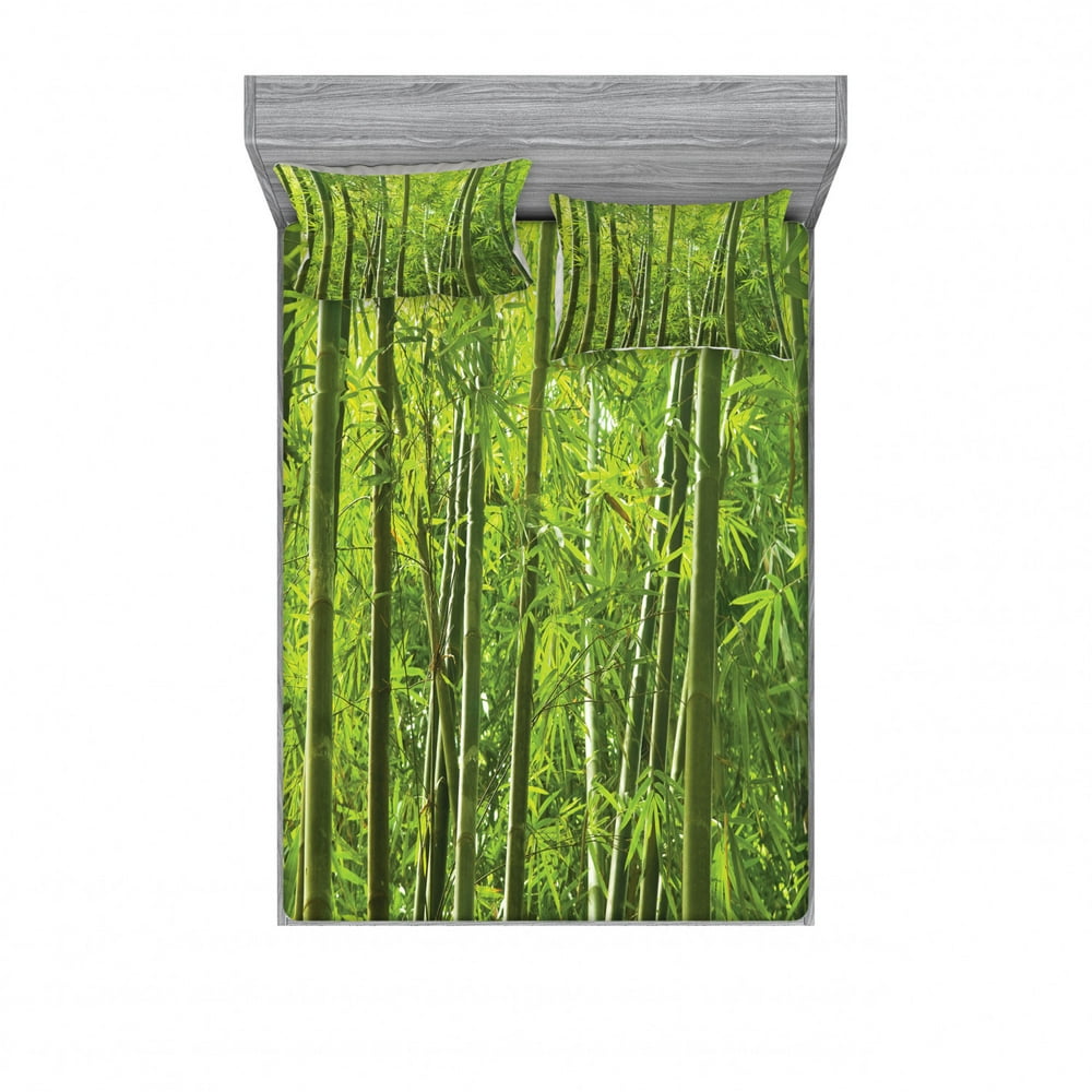 Bamboo Bedding Set with Sheet & Covers, Exotic Tropical Asian Forest