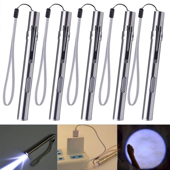 5Pack Penlight Rechargeable Flashlights USB Pen Light Moon Light LED Pocket Light for Camping Outdoor Emergency Inspection