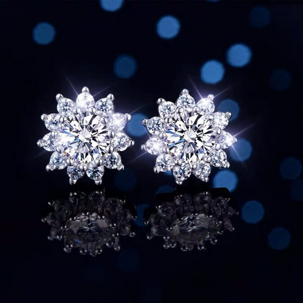 Pendientes de arenisca chapados en platino y plata 925. Sencillos y lujosos, ideales para ocasiones festivas. Pendientes de circonita.