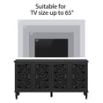 thumbnail image 5 of GZXS Antique Black Wooden Buffet Sideboard, 4-Door Media Console Cabinet with Floral Carvings Design, Solid Wood Legs and Adjustable Shelves, Vintage TV Stand for Home, 59.84"L x 15.74"W x 31.5"H, 5 of 9