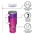thumbnail image 4 of 40oz Tumbler with Handle and Straw, Vacuum Insulated Stainless Steel Travel Mug, Fits Car Cup Holder, Liquid & Marble Print, 4 of 6