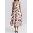 thumbnail image 2 of Women's Floral Print Spaghetti Strap Midi Dress Ruched Pocketed Zipper 95% polyester 5% elastane for Spring Summer, 2 of 21