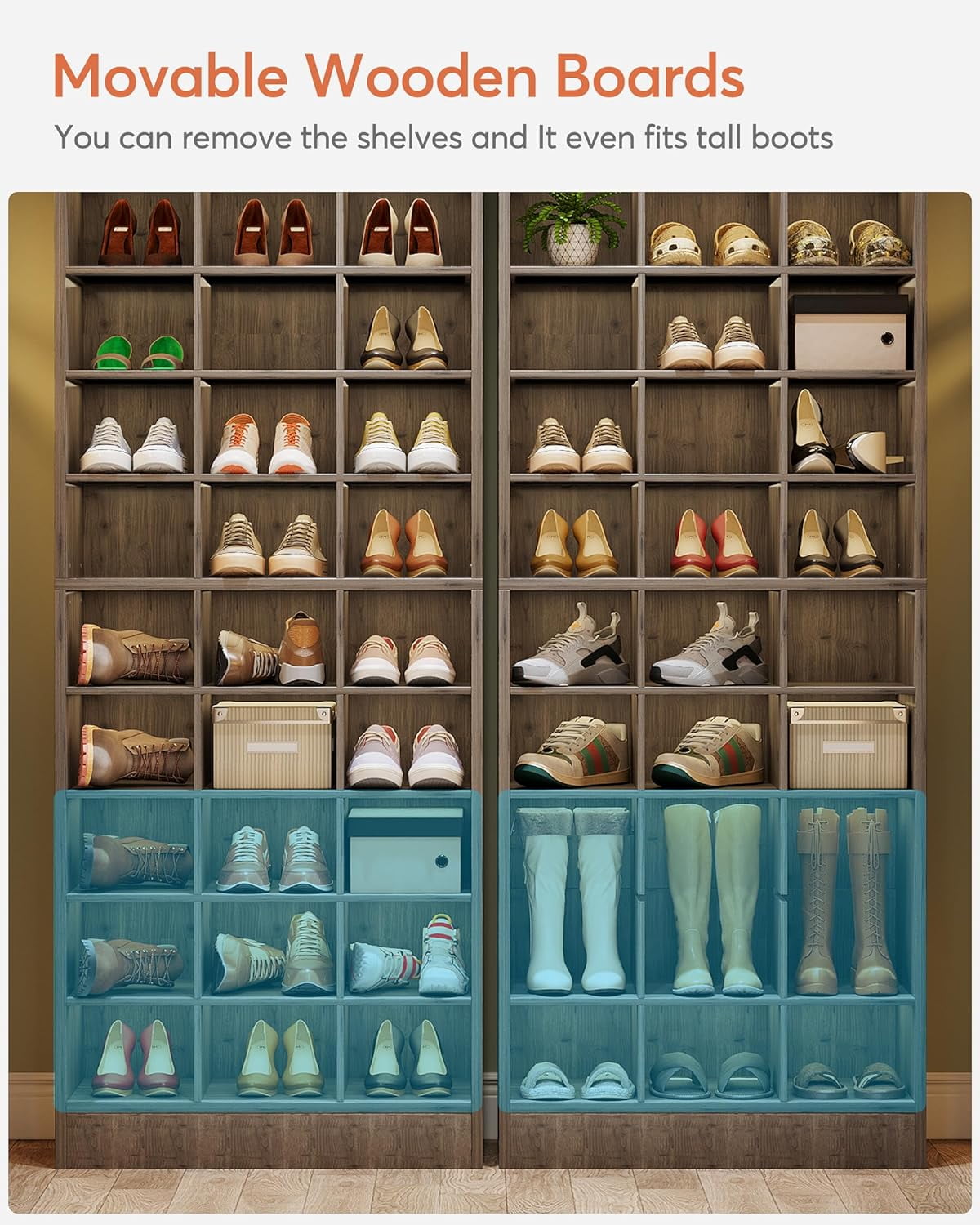 10-Tier Freestanding Shoe Rack Storage Cabinet, Gray, Holds up to 30-Pairs of Shoes