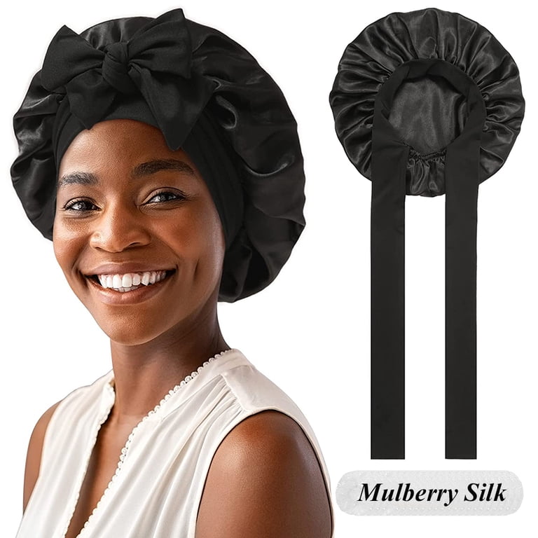 100% Mulberry Silk Sleeping Bonnet for Women Large Sleep Cap  display picture 3
